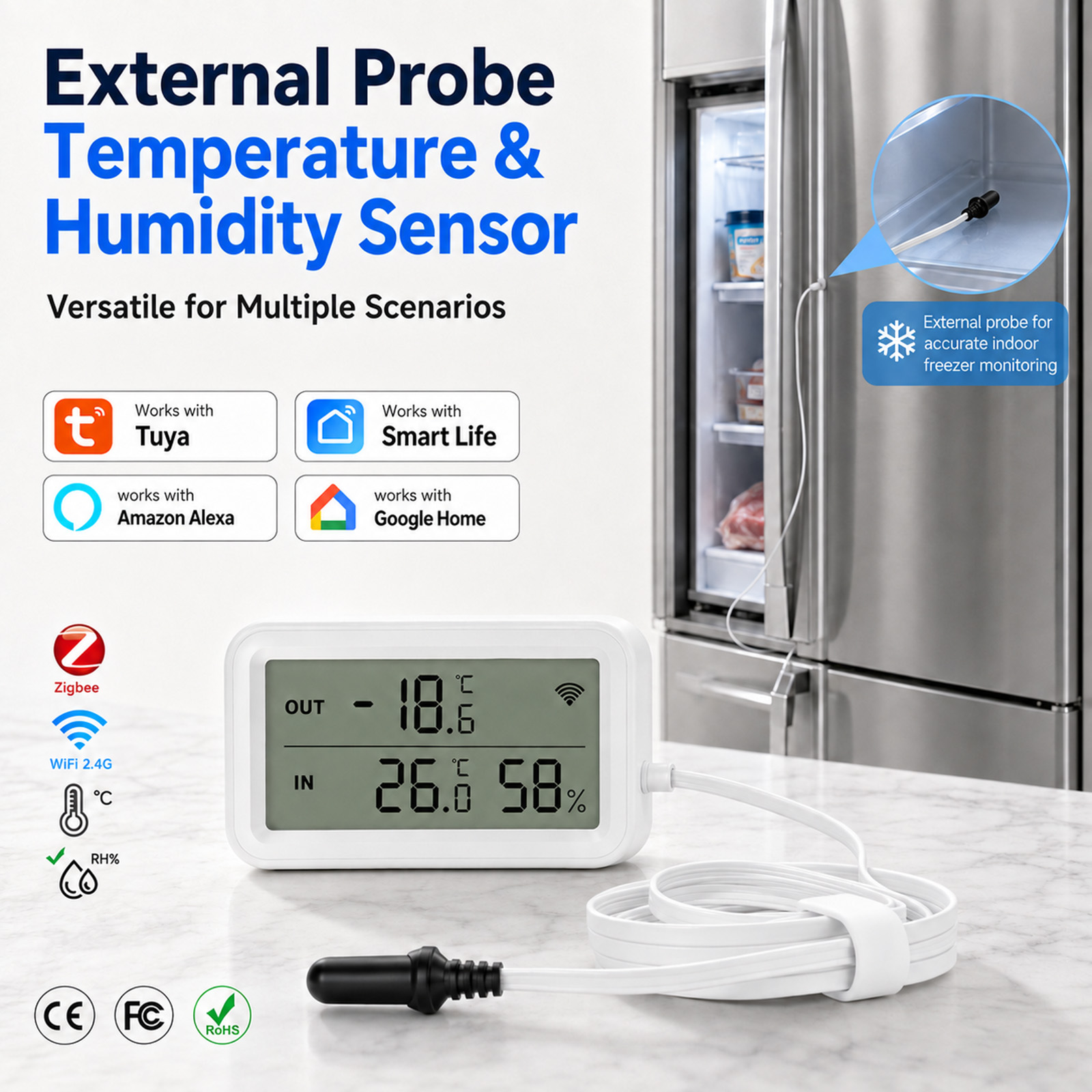 Wifi Thermostat - Sonda Externa Impermeable, Sensor de Temperatura